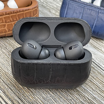 Наушники Apple AirPods Pro 3 в коже крокодила (Черные)-1