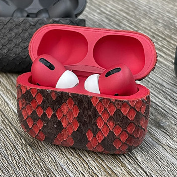 Наушники Apple AirPods Pro 3 в коже питона (Красные)-1