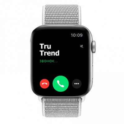 Apple Watch Series 4 GPS + Cellular, 44mm, корпус из алюминия серебристого цвета, спортивный браслет (Sport Loop) цвета «белая ракушка» Apple Watch Series 4 GPS + Cellular, 44mm, корпус из алюминия серебристого цвета, спортивный браслет (Sport Loop) цвета «белая ракушка»