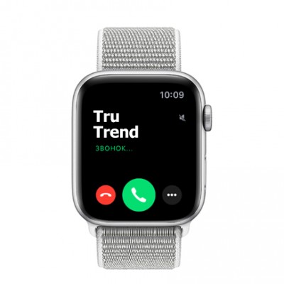 Apple Watch Series 4 GPS, 40mm, корпус из алюминия серебристого цвета, спортивный браслет (Sport Loop) цвета «белая ракушка» Apple Watch Series 4 GPS, 40mm, корпус из алюминия серебристого цвета, спортивный браслет (Sport Loop) цвета «белая ракушка»