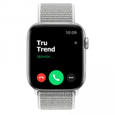Apple Watch Series 4 GPS, 44mm, корпус из алюминия серебристого цвета, спортивный браслет (Sport Loop) цвета «белая ракушка» Apple Watch Series 4 GPS, 44mm, корпус из алюминия серебристого цвета, спортивный браслет (Sport Loop) цвета «белая ракушка»