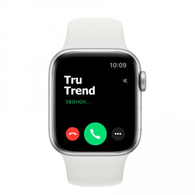 Apple Watch Series 5 GPS, 40mm, корпус из алюминия серебристого цвета, белый спортивный ремешок Apple Watch Series 5 GPS, 40mm, корпус из алюминия серебристого цвета, белый спортивный ремешок