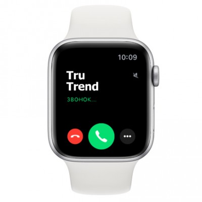 Apple Watch Series 5 GPS, 44mm, корпус из алюминия серебристого цвета, белый спортивный ремешок Apple Watch Series 5 GPS, 44mm, корпус из алюминия серебристого цвета, белый спортивный ремешок