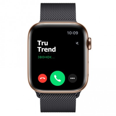 Apple Watch Series 5 GPS + Cellular, 44mm, корпус из стали золотого цвета, миланский сетчатый браслет цвета «черный космос» Apple Watch Series 5 GPS + Cellular, 44mm, корпус из стали золотого цвета, миланский сетчатый браслет цвета «черный космос»