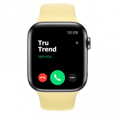 Apple Watch Series 5 GPS + Cellular, 44mm, корпус из стали цвета «черный космос», спортивный ремешок цвета «лимонный мусс» Apple Watch Series 5 GPS + Cellular, 44mm, корпус из стали цвета «черный космос», спортивный ремешок цвета «лимонный мусс»