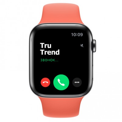 Apple Watch Series 5 GPS + Cellular, 44mm, корпус из стали цвета «черный космос», спортивный ремешок цвета «спелый клементин» Apple Watch Series 5 GPS + Cellular, 44mm, корпус из стали цвета «черный космос», спортивный ремешок цвета «спелый клементин»