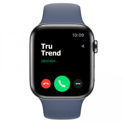 Apple Watch Series 5 GPS + Cellular, 44mm, корпус из стали цвета «черный космос», спортивный ремешок цвета «морской лёд» Apple Watch Series 5 GPS + Cellular, 44mm, корпус из стали цвета «черный космос», спортивный ремешок цвета «морской лёд»