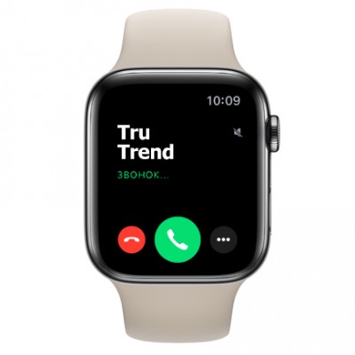 Apple Watch Series 5 GPS + Cellular, 44mm, корпус из стали цвета «черный космос», бежевый спортивный ремешок Apple Watch Series 5 GPS + Cellular, 44mm, корпус из стали цвета «черный космос», бежевый спортивный ремешок