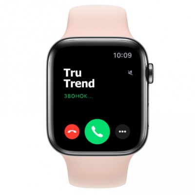 Apple Watch Series 5 GPS + Cellular, 44mm, корпус из стали цвета «черный космос», спортивный ремешок цвета «розовый песок» Apple Watch Series 5 GPS + Cellular, 44mm, корпус из стали цвета «черный космос», спортивный ремешок цвета «розовый песок»