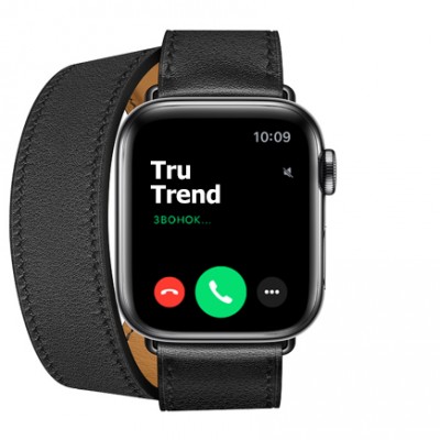 Apple Watch Series 5 GPS + Cellular, 40mm, корпус из стали цвета «черный космос», ремешок Hermès Double Tour из кожи Swift цвета Noir Apple Watch Series 5 GPS + Cellular, 40mm, корпус из стали цвета «черный космос», ремешок Hermès Double Tour из кожи Swift цвета Noir