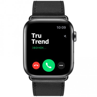 Apple Watch Series 5 GPS + Cellular, 44mm, корпус из стали цвета «черный космос», ремешок Hermès Single Tour из кожи Swift цвета Noir Apple Watch Series 5 GPS + Cellular, 44mm, корпус из стали цвета «черный космос», ремешок Hermès Single Tour из кожи Swift цвета Noir