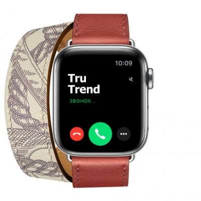 Apple Watch Series 5 GPS + Cellular, 40mm, корпус из стали, ремешок Hermès Double Tour из кожи Swift цвета Brique/Béton Apple Watch Series 5 GPS + Cellular, 40mm, корпус из стали, ремешок Hermès Double Tour из кожи Swift цвета Brique/Béton