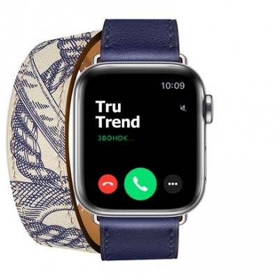 Apple Watch Series 5 GPS + Cellular, 40mm, корпус из стали, ремешок Hermès Double Tour из кожи Swift цвета Encre/Béton Apple Watch Series 5 GPS + Cellular, 40mm, корпус из стали, ремешок Hermès Double Tour из кожи Swift цвета Encre/Béton