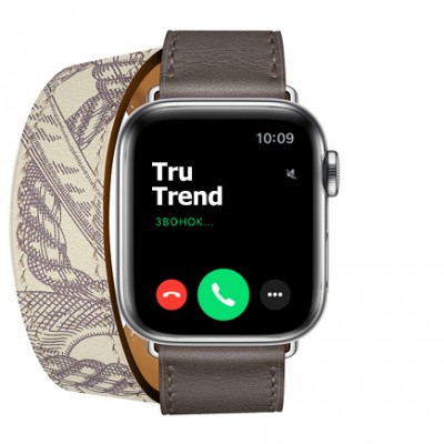 Apple Watch Series 5 GPS + Cellular, 40mm, корпус из стали, ремешок Hermès Double Tour из кожи Swift цвета Étain/Béton Apple Watch Series 5 GPS + Cellular, 40mm, корпус из стали, ремешок Hermès Double Tour из кожи Swift цвета Étain/Béton